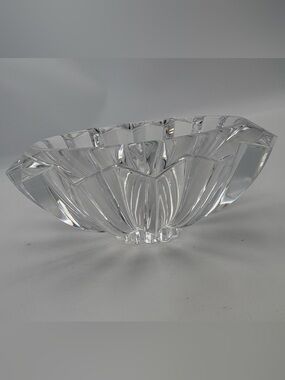 Rare Vintage Signed Orrefors Sweden Clear Cut Crystal Heavy Decorative Bowl